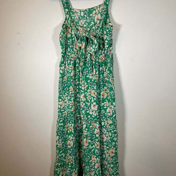 Jessica Simpson Womens Green Floral Sleeveless Maxi Dress with Back Tie Sm - Picture 2 of 9